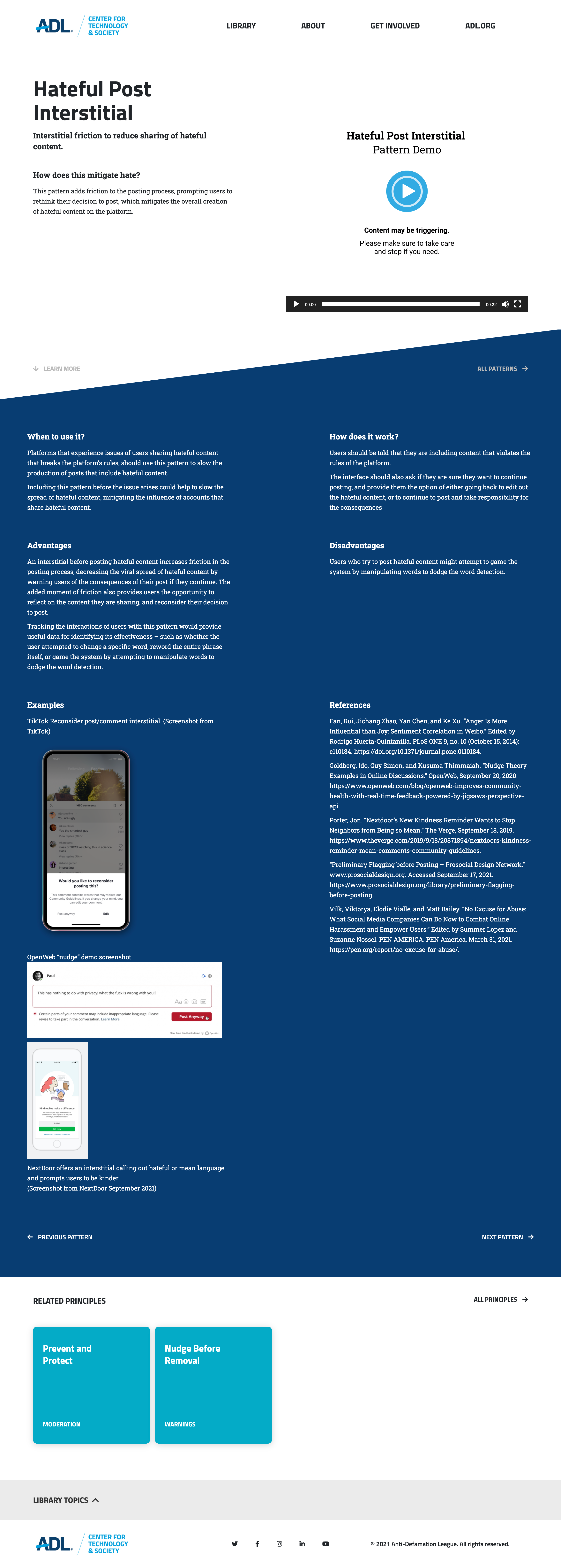 Hateful Post Interstitial pattern screenshot